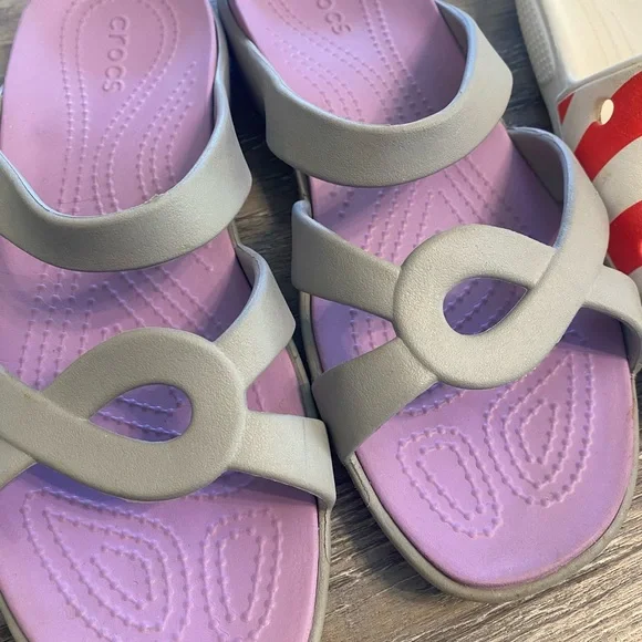 2 Pairs! CROCS Sandals Good Used Condition Womens 9 - Picture 3 of 7